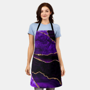 Tablier Agate violette et dorée pailletée de luxe