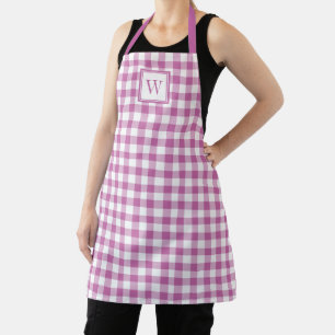 Tablier Agritourisme moderne Pink Plaid Monogramme
