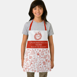 Tablier Aide de Noël pour enfants Doodle personnalisé