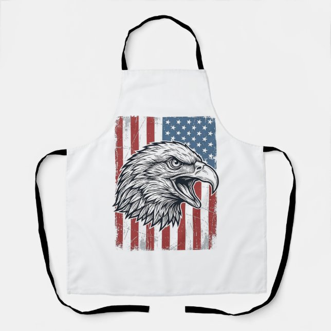 Tablier Aigle Patriotique Drapeau Américain Gravure Vintag (Recto)