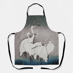 Tablier Aigrettes japonaises Grues Oiseau Hiver Neige Art