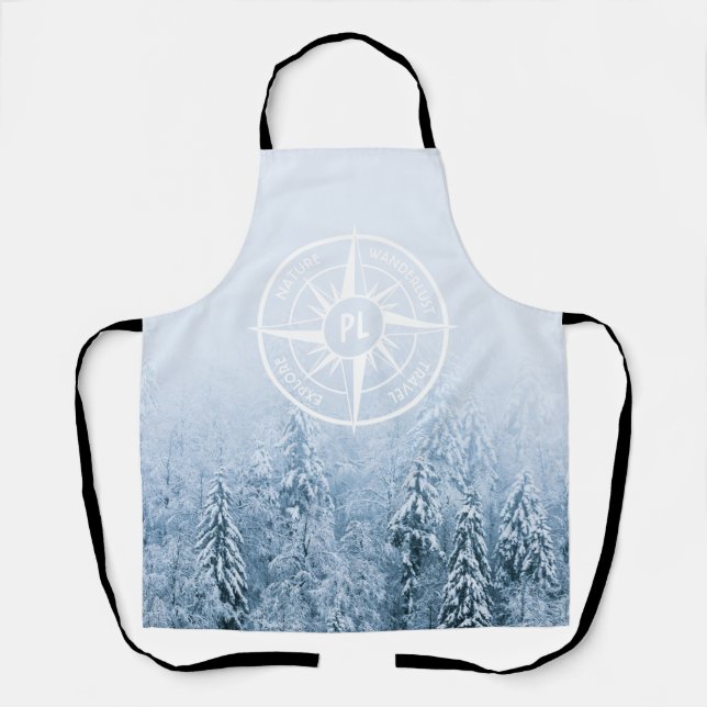 Tablier Aiguille de compas monogramme forêt d'épinette d'h (Recto)