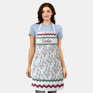 Tablier Aiguilles de pin vert foncé Motif Red Holly Berrie