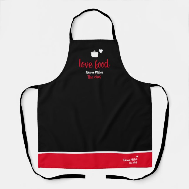 Tablier Aimer Chef cuisine noir-rouge-tablier (Recto)