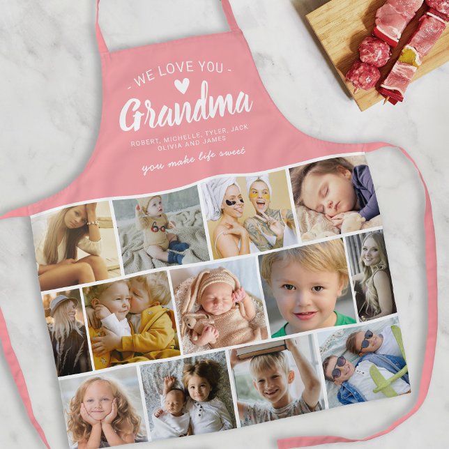 Tablier Aimer You Grandma Photo Collage Apron (Créateur téléchargé)