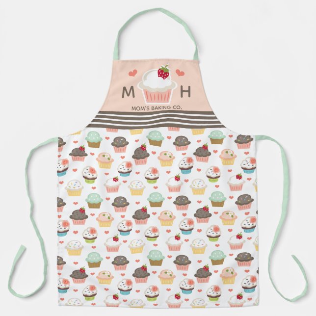 Tablier Aire de boulangerie Cupcake rose pour femmes et fi (Recto)