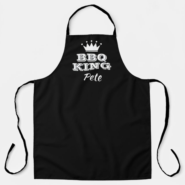 Tablier Aire de cuisine noire BBQ KING pour hommes (Recto)