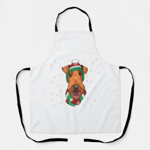 Tablier Airedale Terrier dans le casquette de Noël