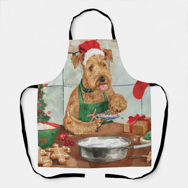 Tablier Airedale Terrier Gâteau de vacances : Noël festif (Recto)