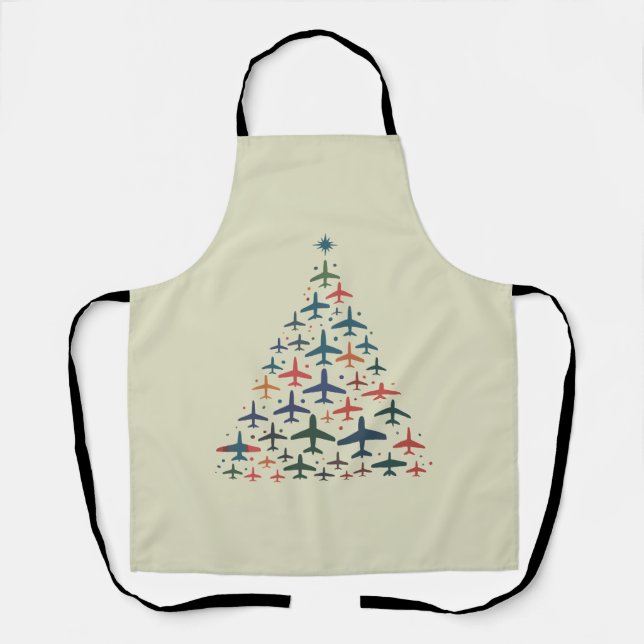Tablier Airplane Christmas Tree Retro Pilot Flying Flight  (Recto)