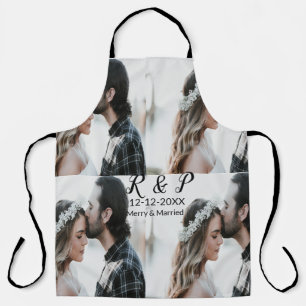Tablier Ajouter couple photo merisier marié ajouter date a
