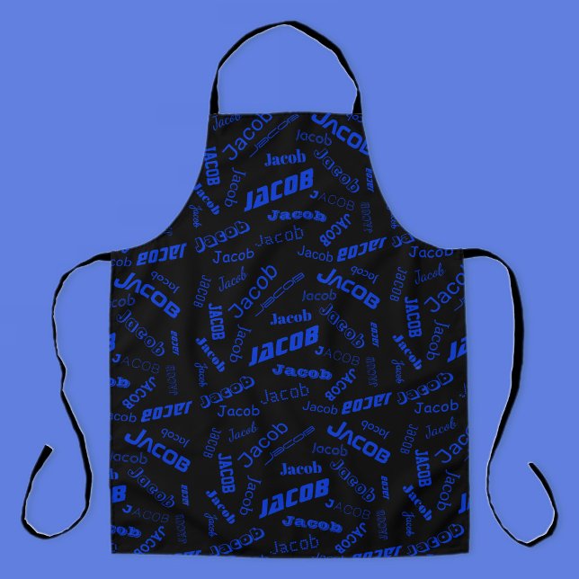Tablier Ajouter un nom ou un mot | Bleu et noir (Créateur téléchargé)