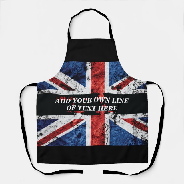 Tablier Ajouter votre texte sur le drapeau anglais Jeu d'o (Recto)