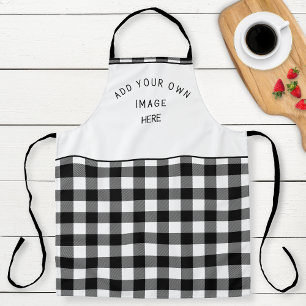 Tablier Ajoutez votre image ou logo, noir blanc Plaid Buff