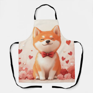 Tablier Akita avec des roses - Saint-Valentin