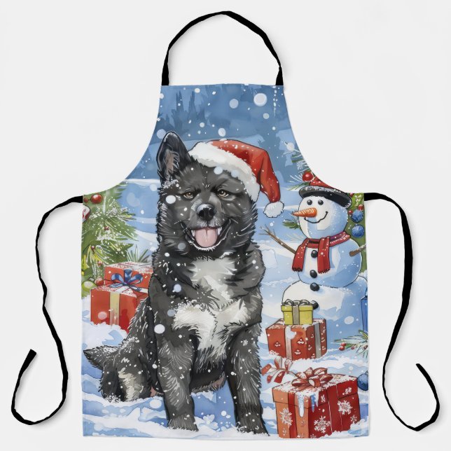 Tablier Akita Chien Winter Wonderland Noël Joie (Recto)