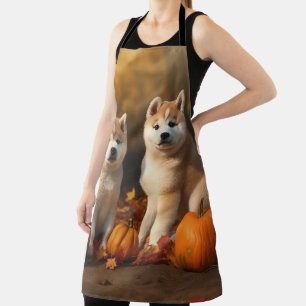 Tablier Akita chiot Automne Délice Citrouille
