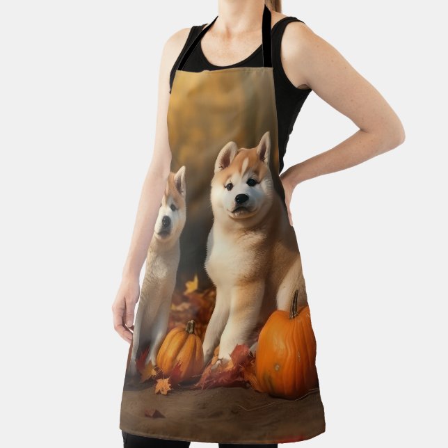 Tablier Akita chiot Automne Délice Citrouille (Insitu)