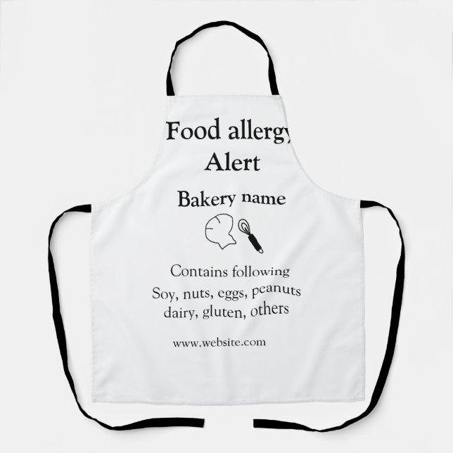 Tablier Alerte d'allergie alimentaire ajouter le nom texte (Recto)