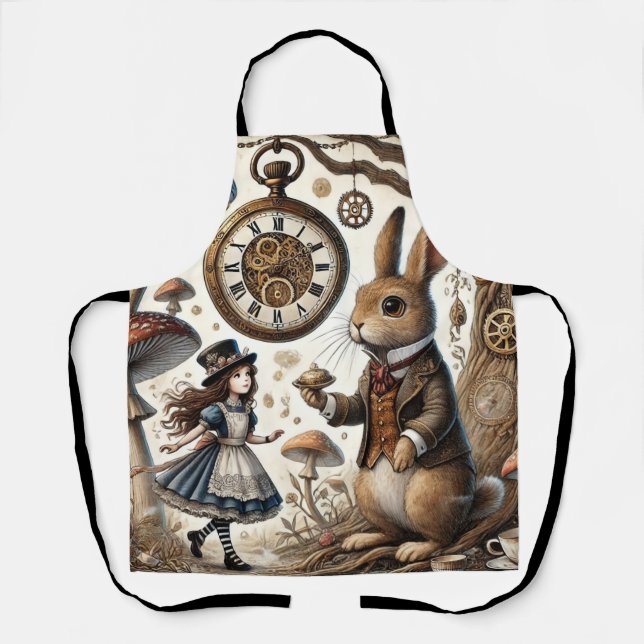 Tablier alice au pays des merveilles lapin blanc (Recto)