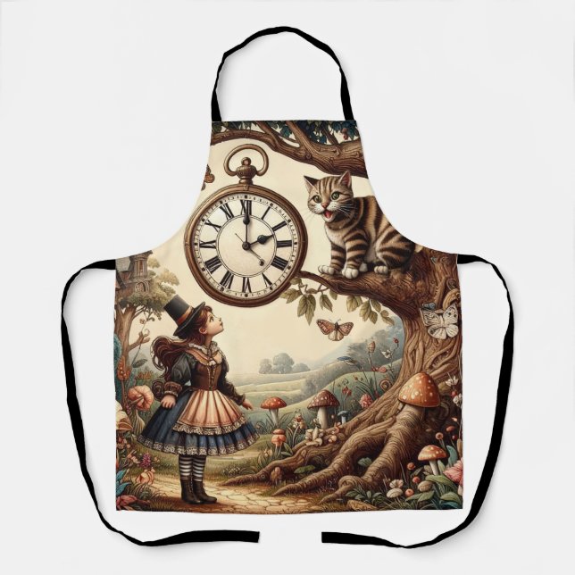 Tablier Alice et Chat du Cheshire : Fantaisie Merveilleuse (Recto)