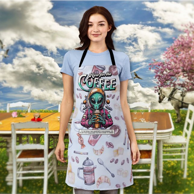 Tablier Alien ici pour le café (Créateur téléchargé)