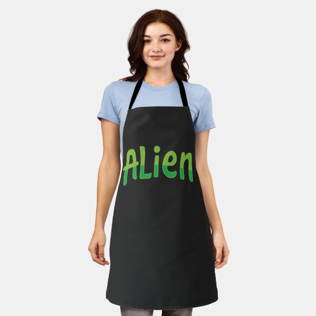 Tablier Alien Mignon Espiègle Espace Alien Typographie Ver (Porté)
