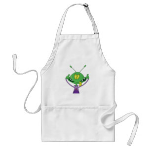 Tablier Alien vert drôle faisant une grimace