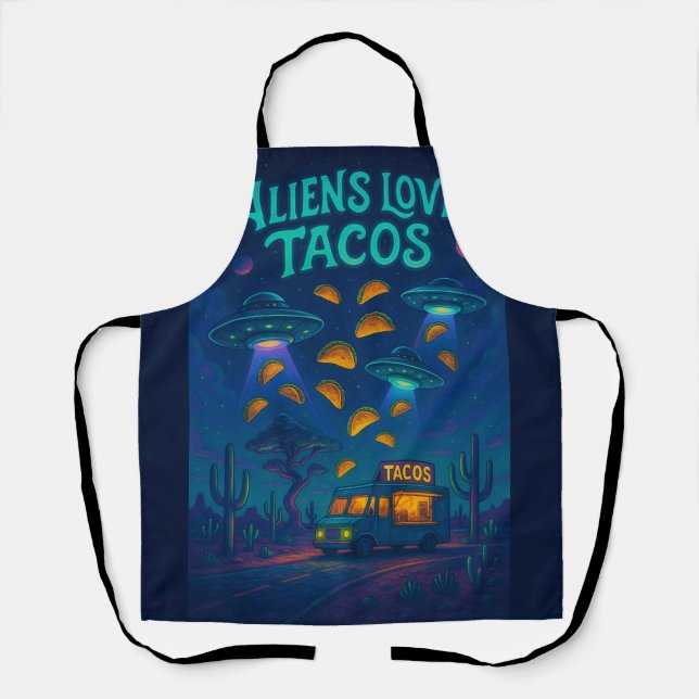 Tablier Aliens Love Tacos (Recto)