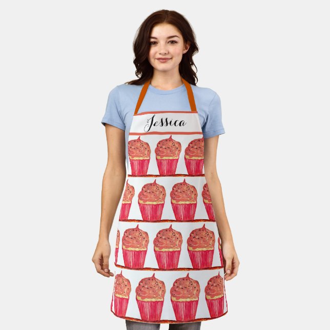 Tablier Alimentation Cupcake Orange Dessert Gâteaux Baker  (Porté)
