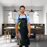Tablier Aliments rustiques légumes herbes nom de toile<br><div class="desc">Nourriture fraîche,  herbes,  oignons de basilic,  herbivores sur la toile rustique foncée d'un peintre aux taches de peinture. Personnalisez et ajoutez votre nom. Pour lui et elle.</div>