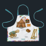 Tablier All-Over Print Apron<br><div class="desc">Small, round, and brave beyond belief, Hannibal the hedgehog blasts from the circus cannon with surprising enthusiasm. With his tiny goggles and heroic bravery, he arcs across the big top like a shooting star. A pint-sized performer with gigantic courage. You can find lots of other Dingaling Brothers Circus products in...</div>