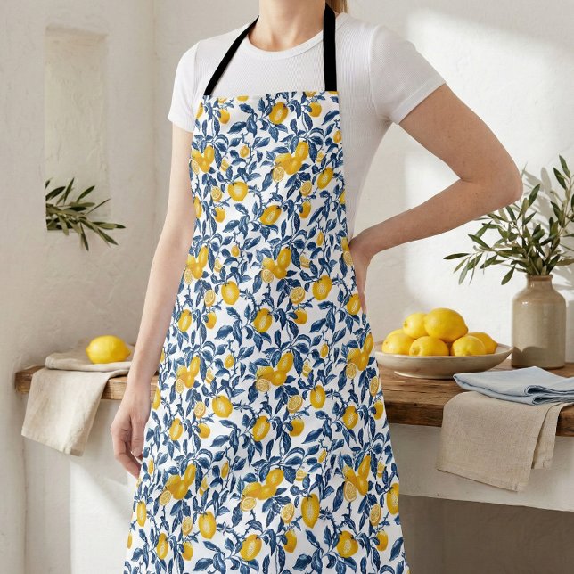 Tablier All-Over Print Apron (mediterranean lemon print apron)