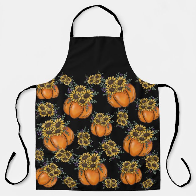Tablier All-Over Print Apron Citrouille Avec tournesol (Recto)