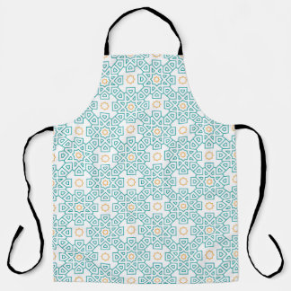 Tablier All-Over Print Apron Teal & Gold Arabesque Chef Ap