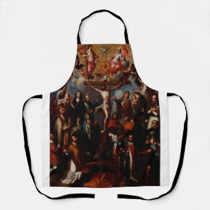Tablier Allégorie de la Crucifixion avec des saints jésuit