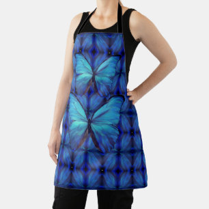 Tablier Allover Imprimer Papier bleu Morpho Papillons