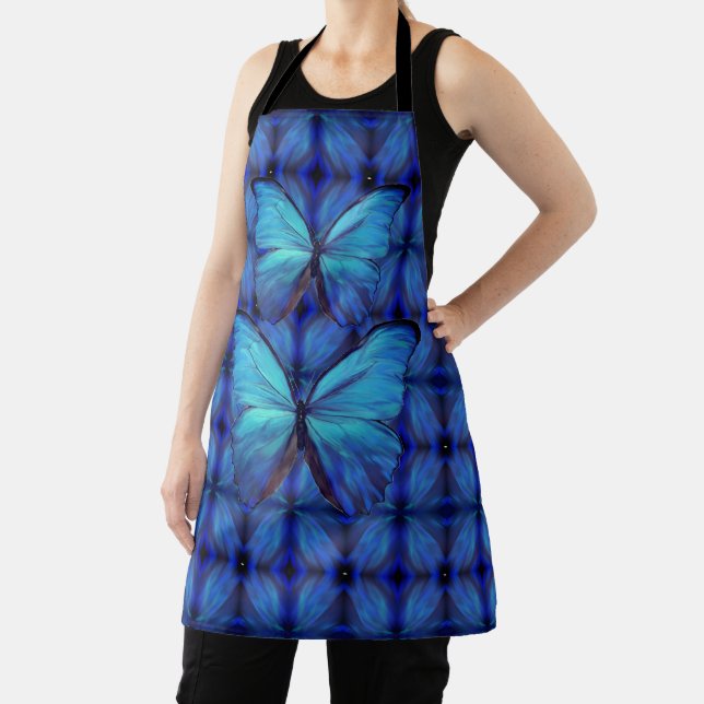 Tablier Allover Imprimer Papier bleu Morpho Papillons (Insitu)