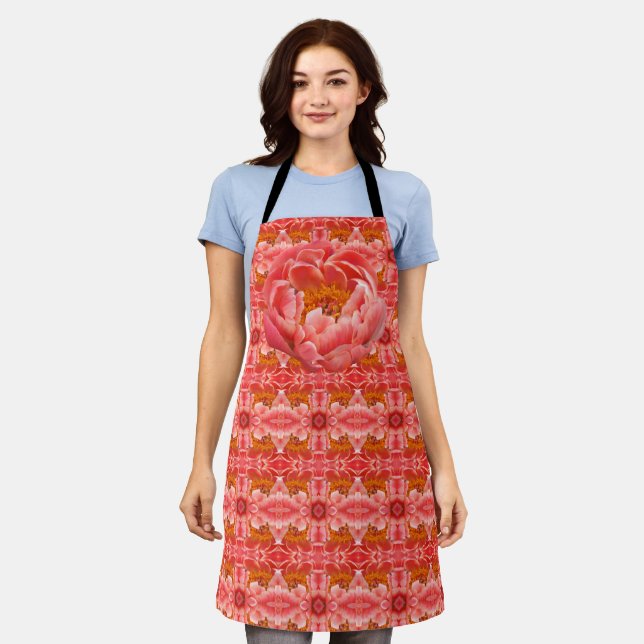 Tablier Allover Print Apron Coral Peony (Porté)