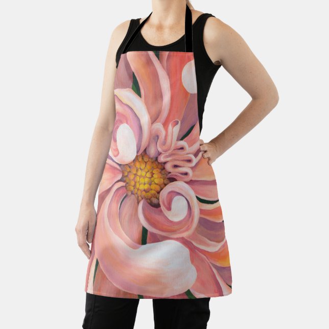 Tablier Allover Print Apron Peach Dahlia (Insitu)