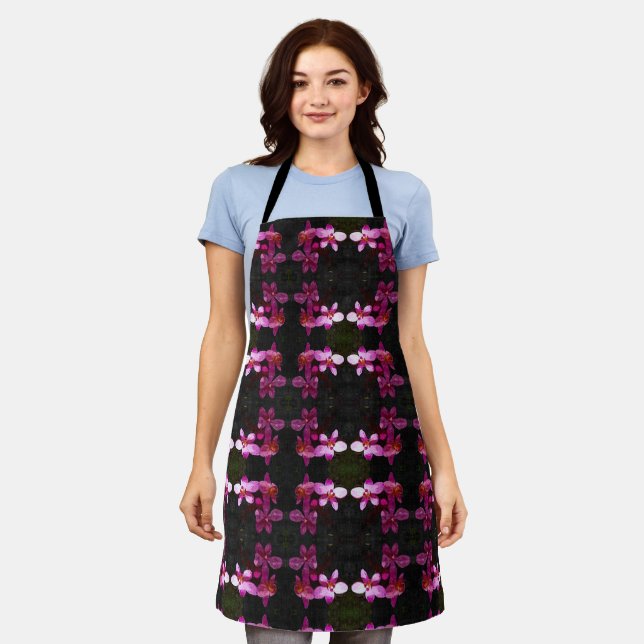 Tablier Allover Print Apron Purple Orchid Trio (Porté)