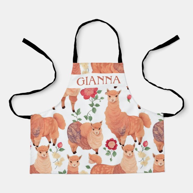 Tablier Alpaca aquarelle coloré Motif personnalisé (Recto)