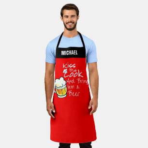 Tablier Amateur de bière Apron, Funny Kiss The Cook Chef