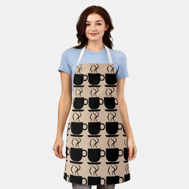 Tablier AMATEUR DE CAFÉ mocha KITCHEN APRON (Porté)