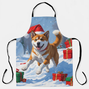 Tablier American Akita Noël Festival scène de neige