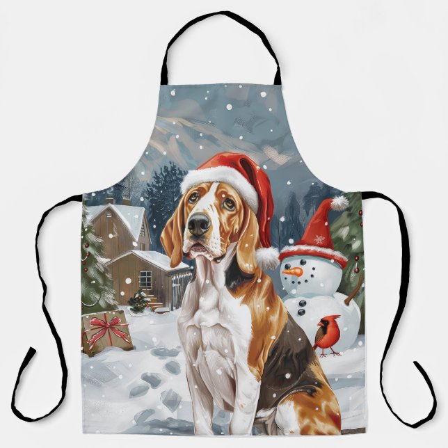 Tablier American English Foxhound Chien hiver Noël Joie (Recto)