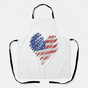 Tablier American Flag Heart Rouge Blanc Bleu bleu mignon 4