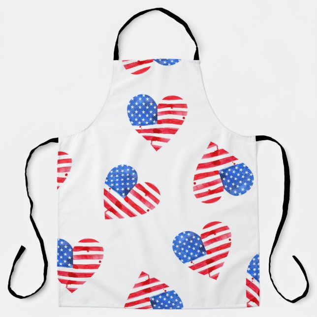 Tablier American Flag Hearts Aquarelle en toute transparen (Recto)