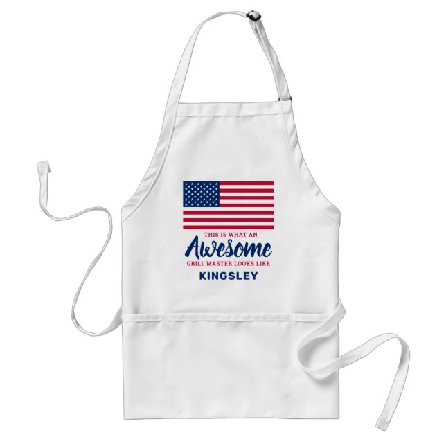 Tablier American Flag Patriotique Awesome Grill Master (Devant)