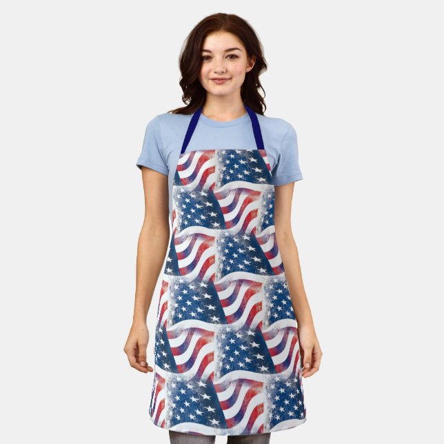 Tablier American Flag Patriotique USA Modern Chef Cook (Porté)